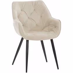 Chaise rembourré confortable et moderne capitonné velours crème Assise, accoudoirs et dossier confortablement rembourrés Prot ...