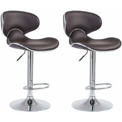 Tabouret de bar chaise de bar x2 hauteur réglable avec repose pieds en synthétique marron et métal TDB10125