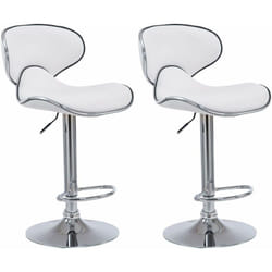 Tabouret de bar chaise de bar x2 hauteur réglable avec repose pieds en synthétique blanc et métal TDB10123