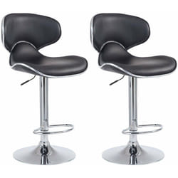 Tabouret de bar chaise de bar x2 hauteur réglable avec repose pieds en synthétique noir et métal TDB10122