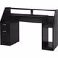 Bureau informatique multi rangements 123 cm MDF design moderne d ordinateur PC table d etude noir