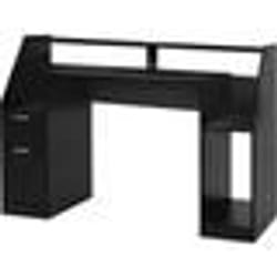 Bureau informatique multi rangements 123 cm MDF design moderne d ordinateur PC table d etude noir