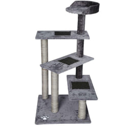Arbre à chat 100 cm corde sisal bicolore griffoir grattoir jeux gris et gris clair
