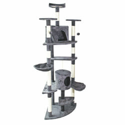 Arbre à chat d'angle plateforme d'observation jeux griffoir sisal 210 cm gris