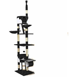 Arbre à chat plafond corde en sisal griffoir grattoir XXL escalade noir et blanc