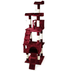 Arbre à chat 170 cm corde en sisal griffoir grattoir jeux plateforme rouge