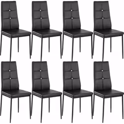 Lot de 8 chaises de salle à manger. Assise et dossier rembourrés. Design élégant avec des faux diamants. Poids léger, grande ...