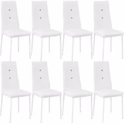 Chaises de salle à manger - Non spécifié - Lot de 8 - Design élégant - Rembourrées - Blanc brillant