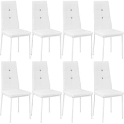 Chaises de salle à manger - Non spécifié - Lot de 8 - Design élégant - Rembourrées - Blanc brillant