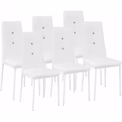 Lot de 6 chaises de salle à manger. Assise et dossier rembourrés. Design élégant avec des faux diamants. Poids léger, grande  ...