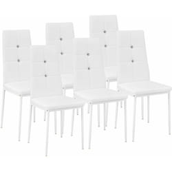 Lot de 6 chaises siège de salon cuisine salle à manger design élégant avec brillant blanc