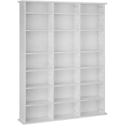 Armoire étagère bibliothèque rangement CD / DVD meuble de rangement 136,5 cm blanc
