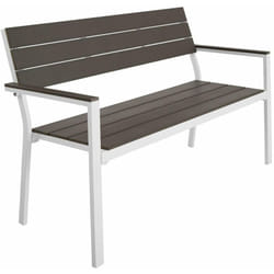 Helloshop26 - Banc de jardin pour 2 personnes utilisation en extérieur aluminium 129 cm gris blanc