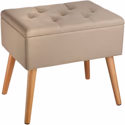 Tabouret banc siege pouf avec coffre de rangement 51 cm beige