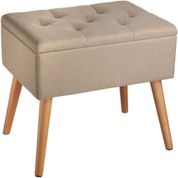 Tabouret banc siege pouf avec coffre de rangement 51 cm beige