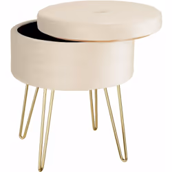 Pouf rond élégant à l'aspect velours Bon rembourrage et toucher doux Conception à la fois robuste et stable Grand espace de r ...