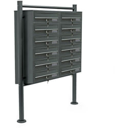 Bloc 12 boites aux lettres 2x6 compartiment superposé pied de support anthracite