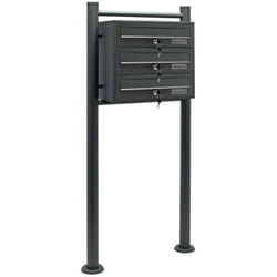 Helloshop26 - Bloc 3 boites aux lettres pied de support 3 compartiments superposé acier galvanisé 36 x 38,5 x 27 cm anthracite