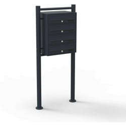 Bloc 4 boites aux lettres sur pieds 4 entrées acier galvanisé 46,8 x 38,5 x 27 cm noir