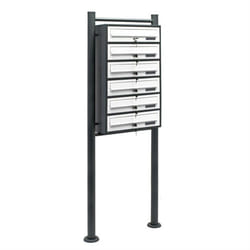 Boîte aux lettres - Non spécifié - 6 compartiments - Anthracite et blanc - Acier galvanisé - Support inclus