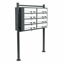 Helloshop26 - Bloc 8 boites lettres pied support 2x4 compartiment superposé acier galvanisé anthracite et blanc
