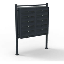 Helloshop26 - Bloc 12 boites aux lettres sur pieds 12 entrées courrier noir
