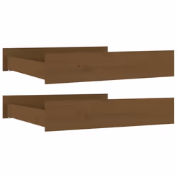 Tiroir de lit - Non spécifié - Lot de 2 - Bois de pin massif - Couleur marron - Avec roulettes