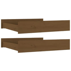 Tiroir de lit - Non spécifié - Lot de 2 - Bois de pin massif - Couleur marron - Avec roulettes