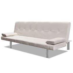 Canape lit reglable avec deu x oreillers similicuir blanc creme
