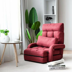 Décoshop26 - Fauteuil convertible chauffeuse convertible 1 place en tissu avec oreiller 5 positions rouge 200000628