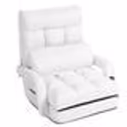 Fauteuil convertible - Blanc - 1 place - Tissu - 5 positions - Accoudoirs inclus