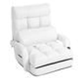 Fauteuil convertible - Blanc - 1 place - Tissu - 5 positions - Accoudoirs inclus