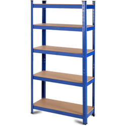 Etagère établi rangement charge lourde métallique tablettes en bois à 5 niveaux 75 x 30 x 150 cm bleu 200000597
