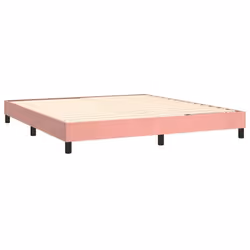 Cadre de lit - Non spécifié - 180x200 cm - Velours rose - 2 places - Sommier à lattes inclus