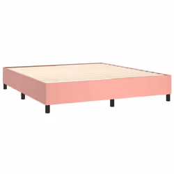 Sommier - TDL - 160x200 cm - Velours rose - 2 places - A lattes - Pieds inclus