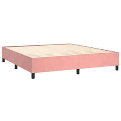 Sommier - TDL - 160x200 cm - Velours rose - 2 places - A lattes - Pieds inclus