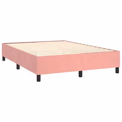 Cadre de lit - Non spécifié - 140x190 cm - Velours rose - 2 places - Sommier tapissier inclus