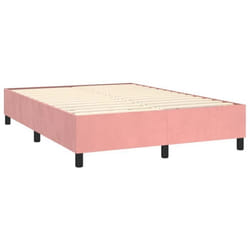 Cadre de lit - Non spécifié - 140x190 cm - Velours rose - 2 places - Sommier tapissier inclus