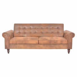 Canape lit convertible avec accoudoir 196 x 97 x 59 cm daim synthetique marron