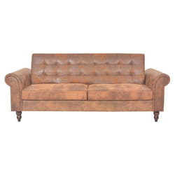 Canape lit convertible avec accoudoir 196 x 97 x 59 cm daim synthetique marron