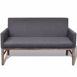 Banc - Hevea - 140 cm - Tissu rembourré - Gris foncé - Élégance chic