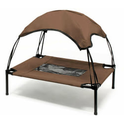 Helloshop26 - Transat chien marron 76 cm 20kg max lit surélevé protection soleil m relax