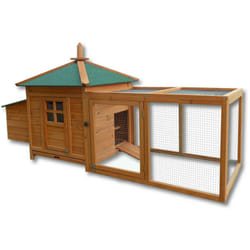 Helloshop26 - Cabane clapier à lapins rongeurs poulailler lapinière ou autres petits animaux 165 cm en bois brun