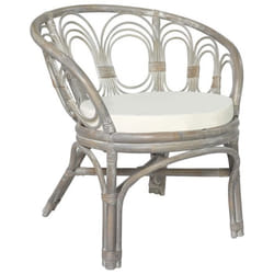 Chaise de salle à manger - Non spécifié - Gris - Rotin naturel - Coussin en lin - Style contemporain