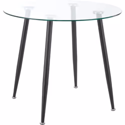 Table ronde en verre Notre petite table en verre, dotée d'un plateau en forme ronde, peut servir de table à manger pour 2 à 4 ...