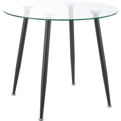 Table de salle à manger ronde verre trempé acier 75 x 80 cm transparent noir