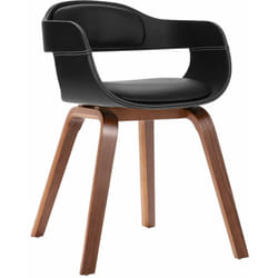 Chaise de salle à manger avec accoudoirs bois courbé et synthétique noir CDS020019