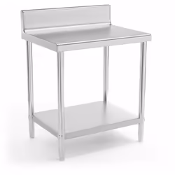 DESCRIPTION GÉNÉRALE Table de travail en inox 304 avec dosseret et pieds réglables. SPÉCIFICATIONS TECHNIQUES Matériau : Inox ...