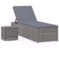 Transat - Résine Tressée - Chaise Longue - Avec Coussin - Table dAppoint - Résistant aux Intempéries