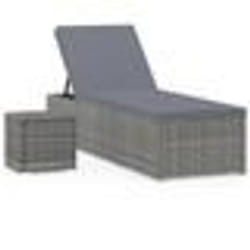 Transat - Résine Tressée - Chaise Longue - Avec Coussin - Table dAppoint - Résistant aux Intempéries